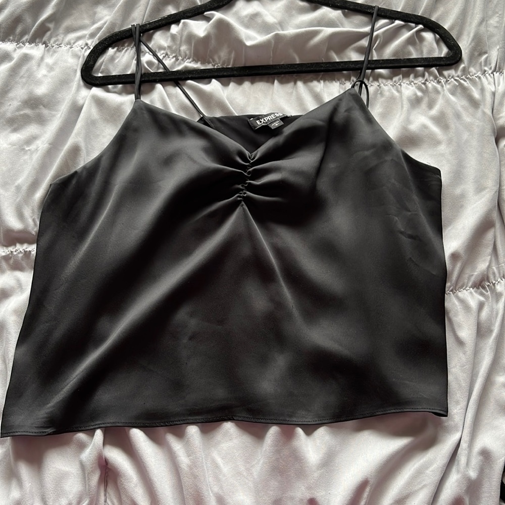 Express black satin blouse